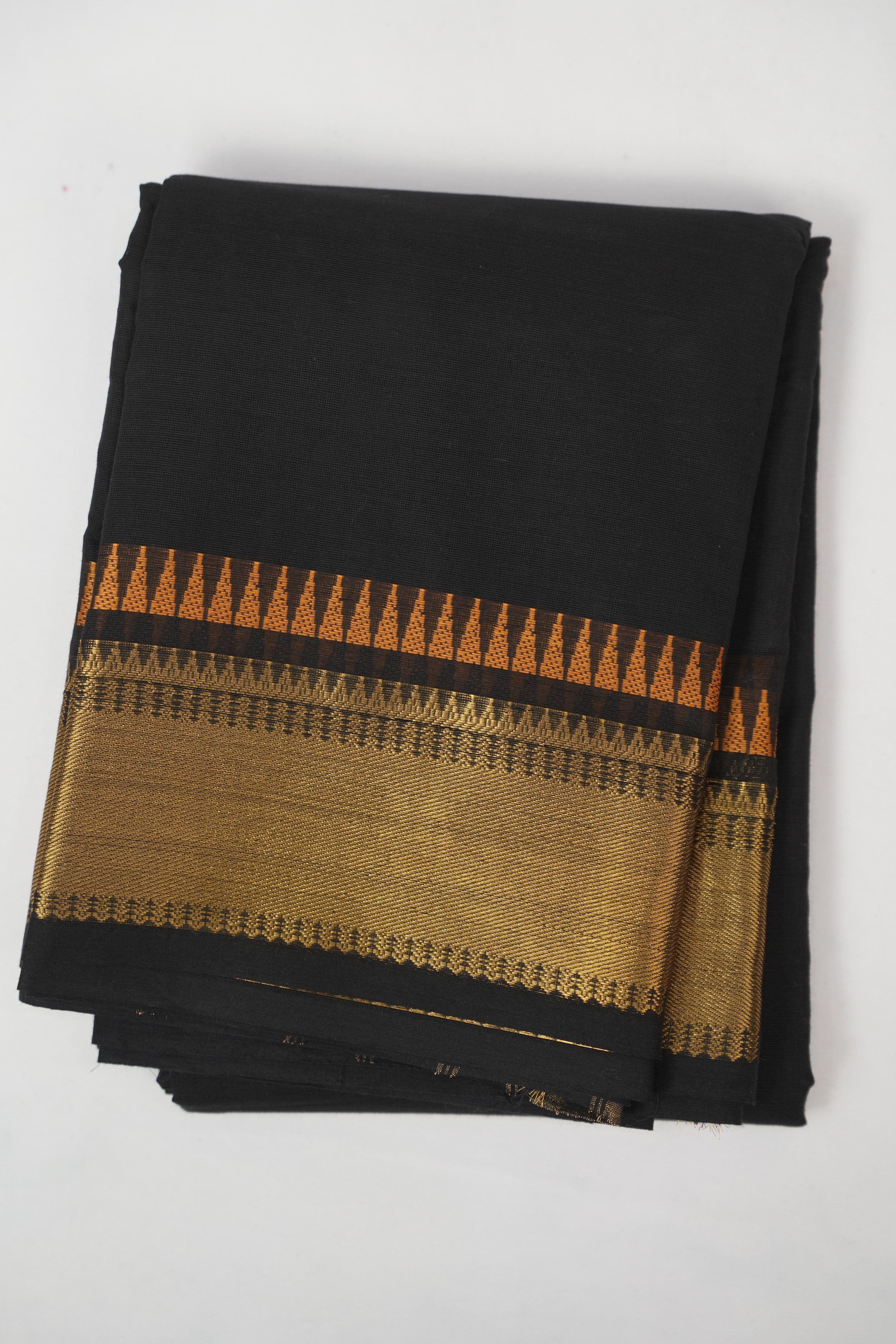 Black Kanchi Cotton Saree - SRBKCS1316
