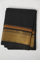 Black Kanchi Cotton Saree - SRBKCS1316