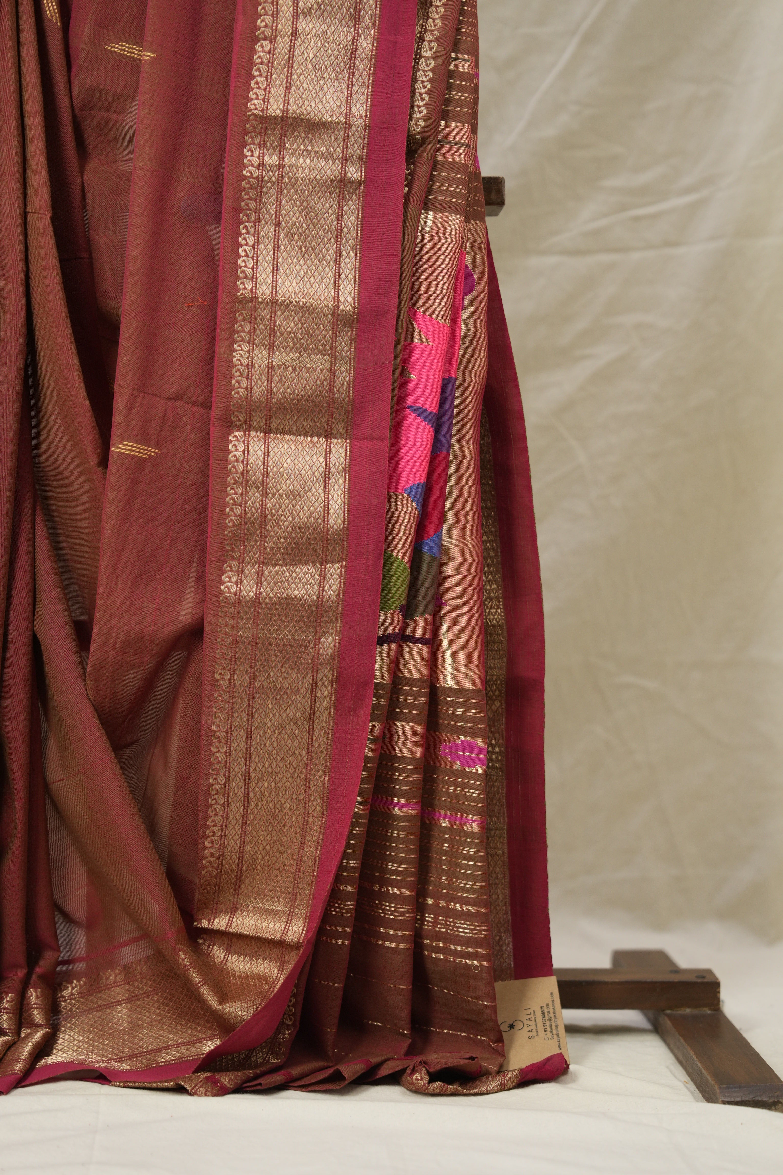 Two Tone Maroon Paithani Saree - SRTTMCPS708