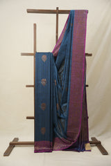 Blue Tussar Banarasi Silk Saree - SRBBSS818
