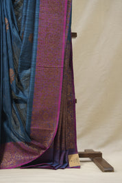 Blue Tussar Banarasi Silk Saree - SRBBSS818