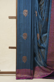 Blue Tussar Banarasi Silk Saree - SRBBSS818