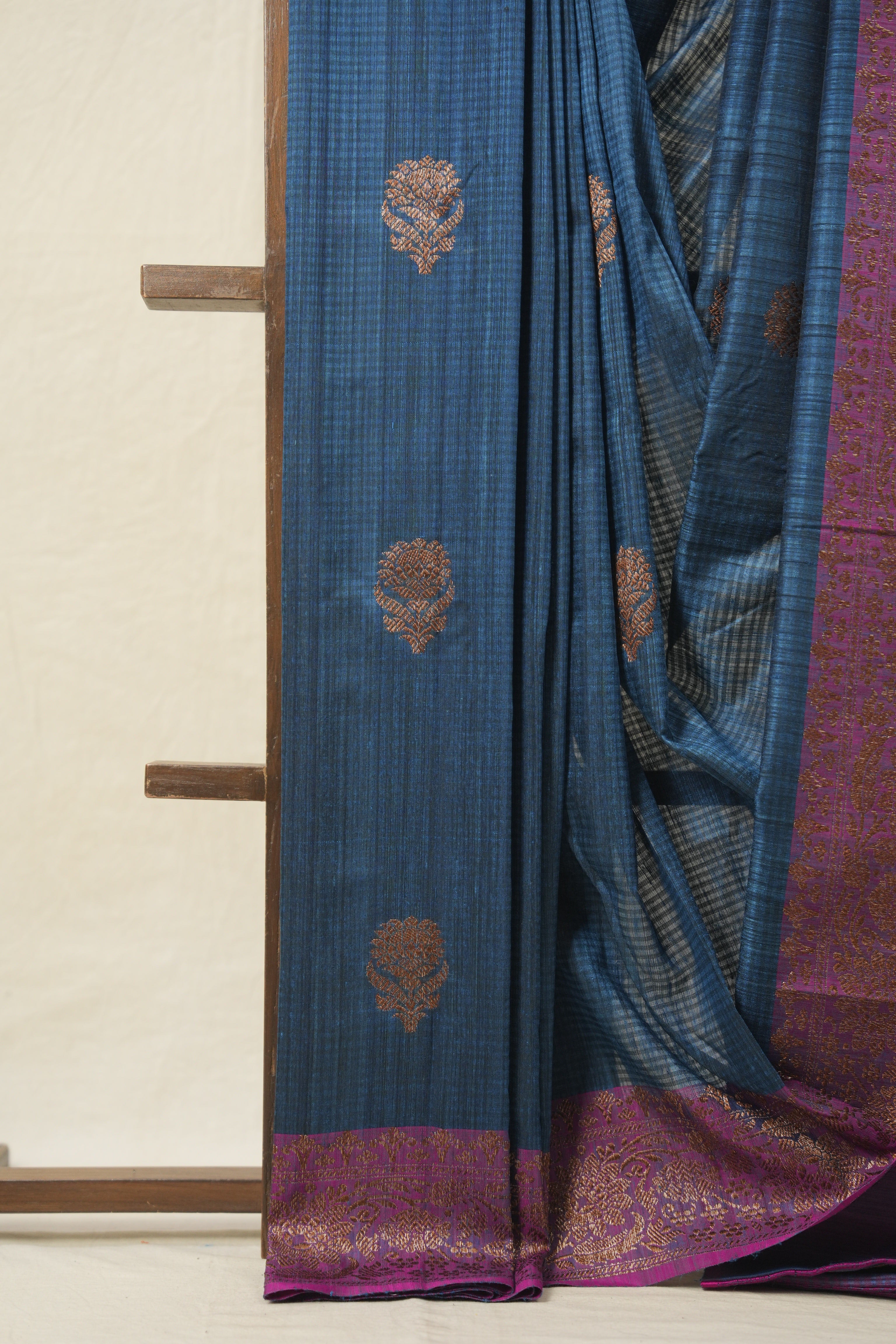 Blue Tussar Banarasi Silk Saree - SRBBSS818