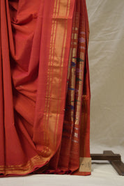 Brick Orange Cotton Paithani Saree - SRBOCPS699