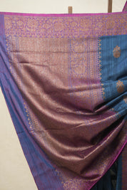 Blue Tussar Banarasi Silk Saree - SRBBSS818