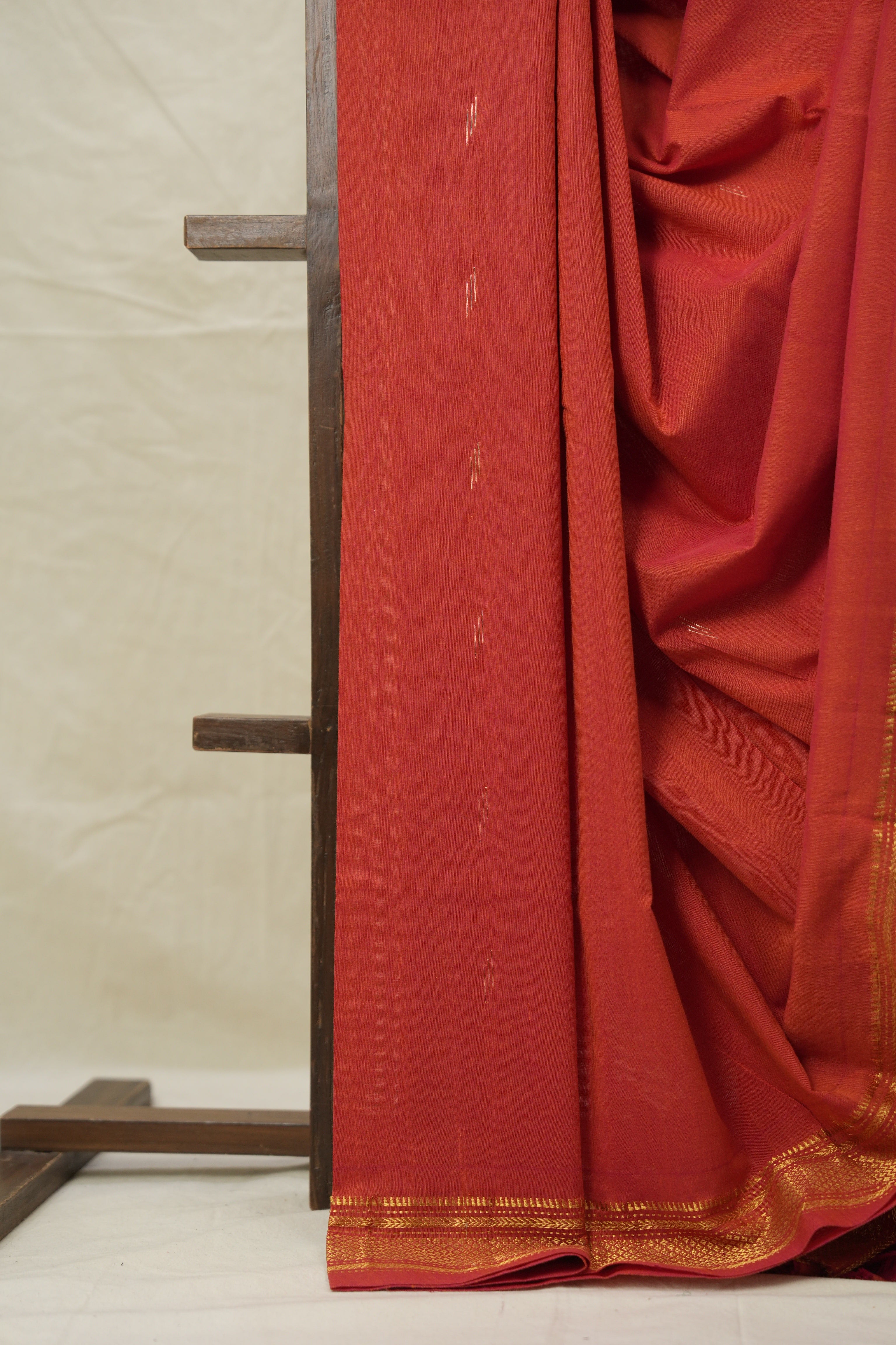 Brick Orange Cotton Paithani Saree - SRBOCPS699