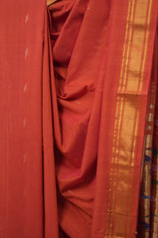 Brick Orange Cotton Paithani Saree - SRBOCPS699