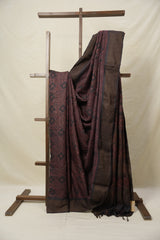 Maroon Black HBP Tussar Silk Saree (DEFECT) - SRMBTSS71- PI