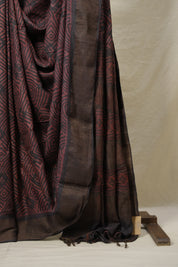 Maroon Black HBP Tussar Silk Saree (DEFECT) - SRMBTSS71- PI