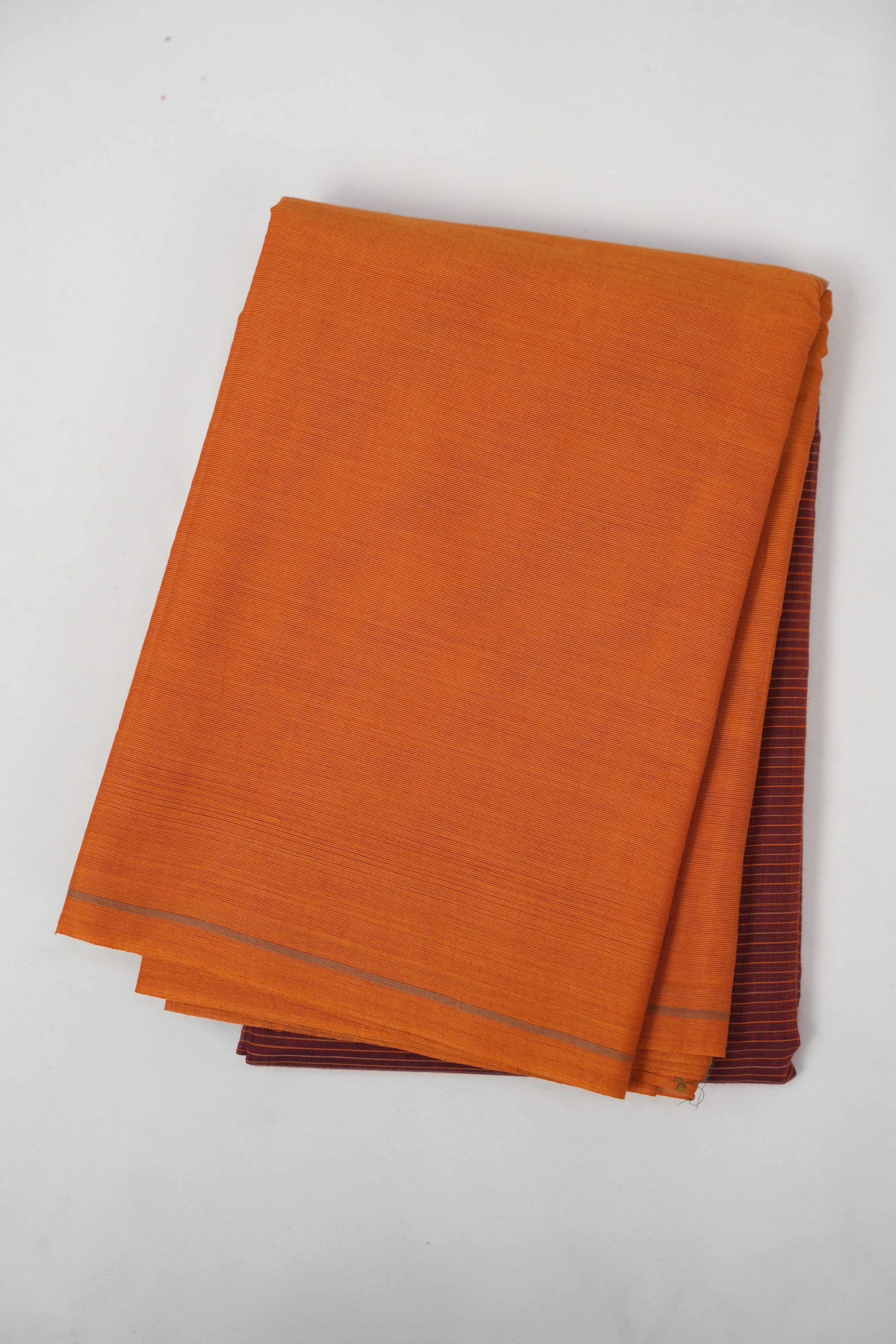 Maroon Orange Kanchi Cotton Saree - SRMOKCS1334