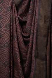 Maroon Black HBP Tussar Silk Saree (DEFECT) - SRMBTSS71- PI