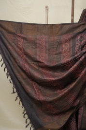 Maroon Black HBP Tussar Silk Saree (DEFECT) - SRMBTSS71- PI