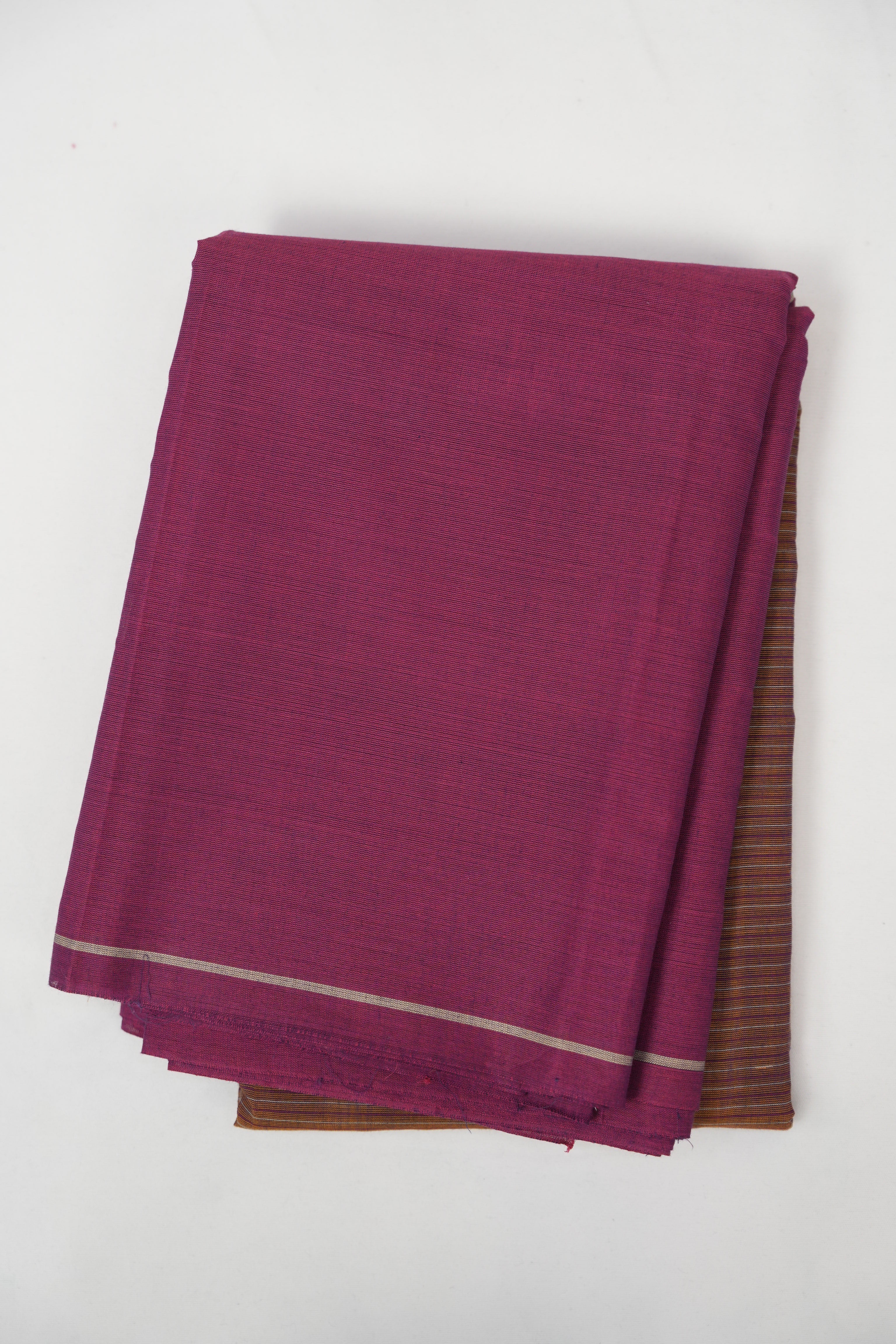 Magenta Brown Kanchi Cotton Saree - SRMBKCS1333
