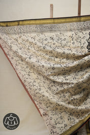 Black HBP Cotton Silk Saree With Maheshwari Border - SRBCSS1346