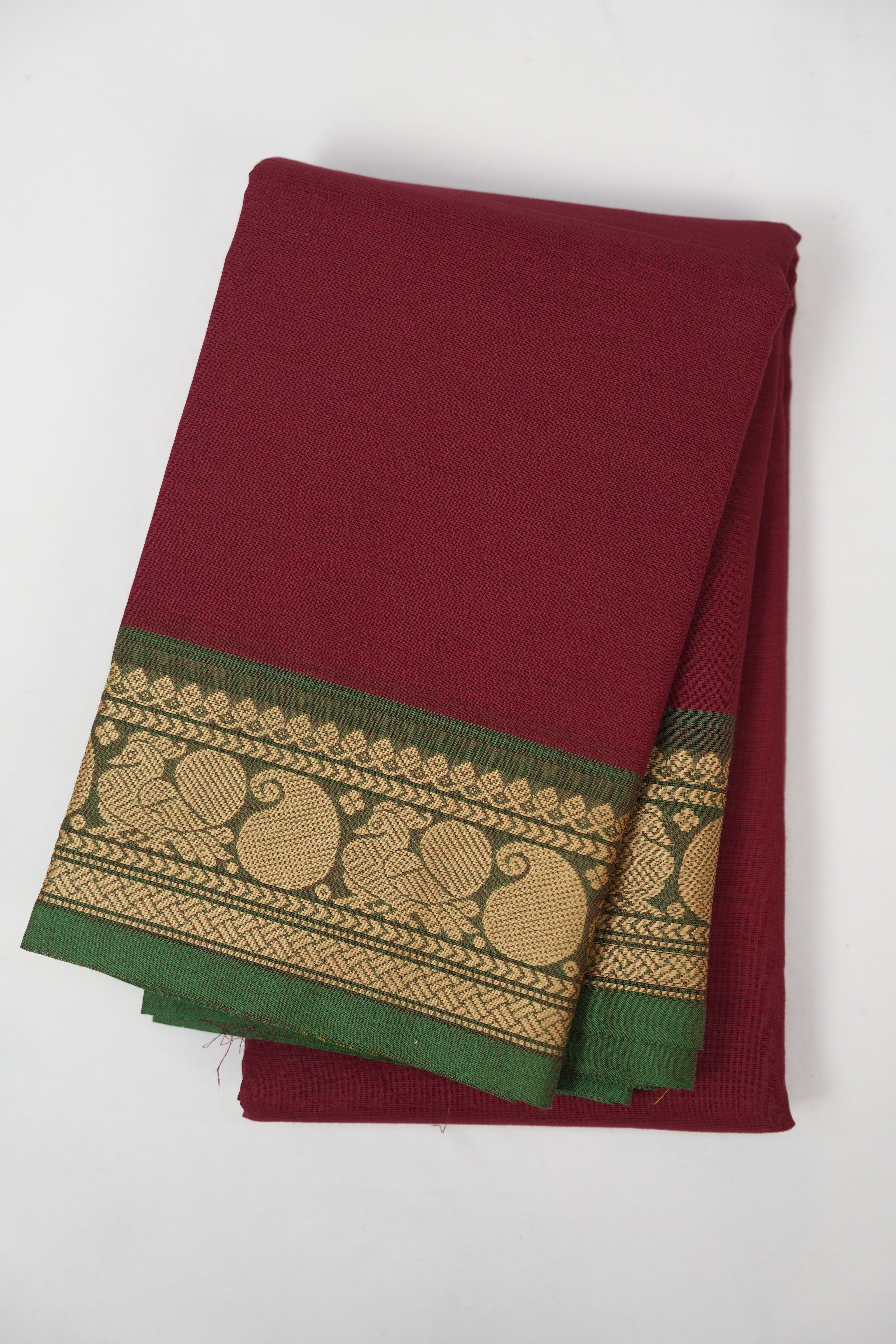 Red Maroon Kanchi Cotton Saree - SRRMKCS1295