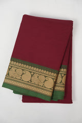 Red Maroon Kanchi Cotton Saree - SRRMKCS1295