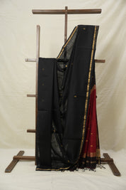 Black Maheshwari Saree - SRBMS987