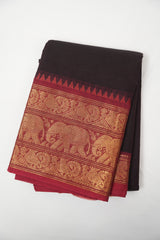 Wine Kanchi Cotton Saree - SRWKCS1345
