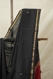 Black Maheshwari Saree - SRBMS987
