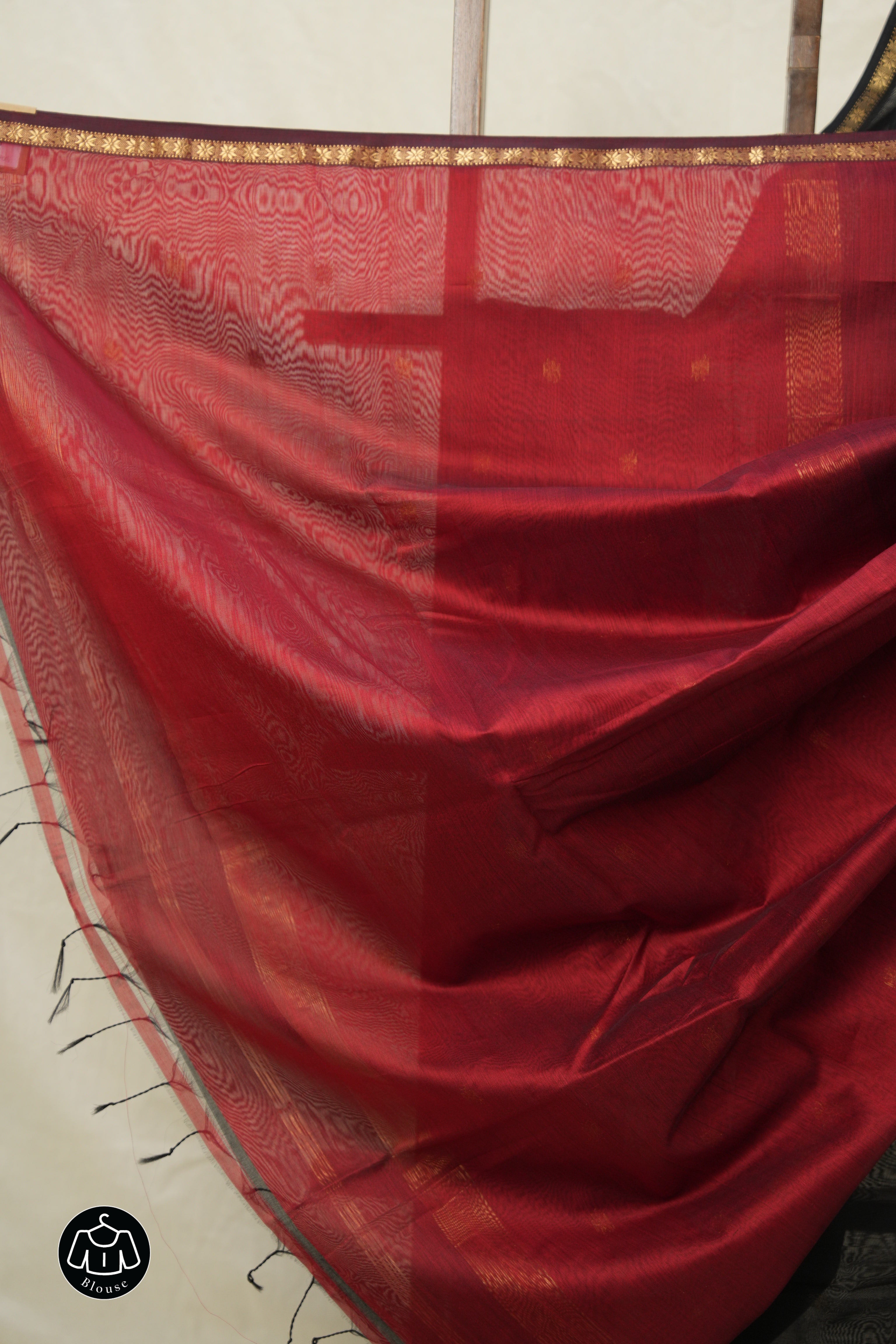 Black Maheshwari Saree - SRBMS987