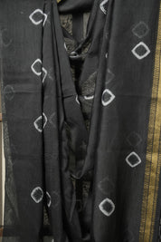 Black HBP Cotton Silk Saree With Maheshwari Border - SRBCSS1297