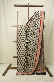Black HBP Cotton Saree - SRBCS3634