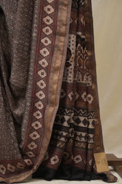 Kashish Brown HBP Cotton Silk Saree With Maheshwari Border - SRKBCSS1609
