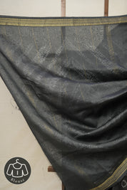 Black HBP Cotton Silk Saree With Maheshwari Border - SRBCSS1297