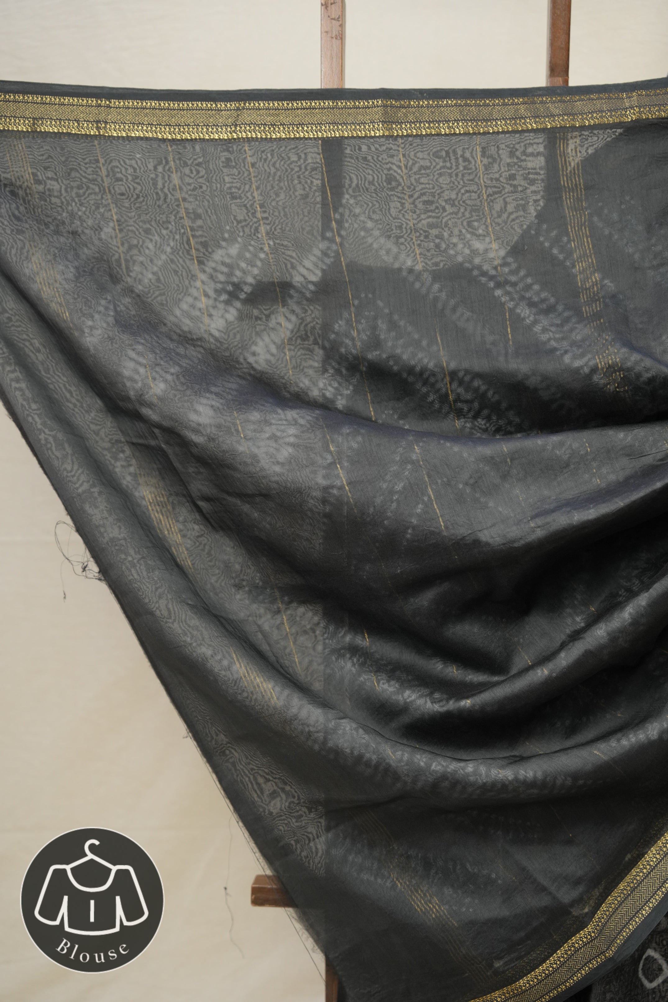 Black HBP Cotton Silk Saree With Maheshwari Border - SRBCSS1297