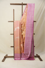 Orange Pink Tussar Banarasi Silk Saree - SROPBSS835