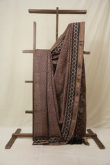 Brown HBP Cotton Silk Saree With Maheshwari Border - SRBCSS1610