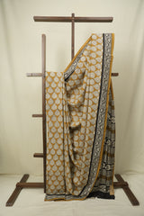 Mustard HBP Cotton Saree - SRMCS3636