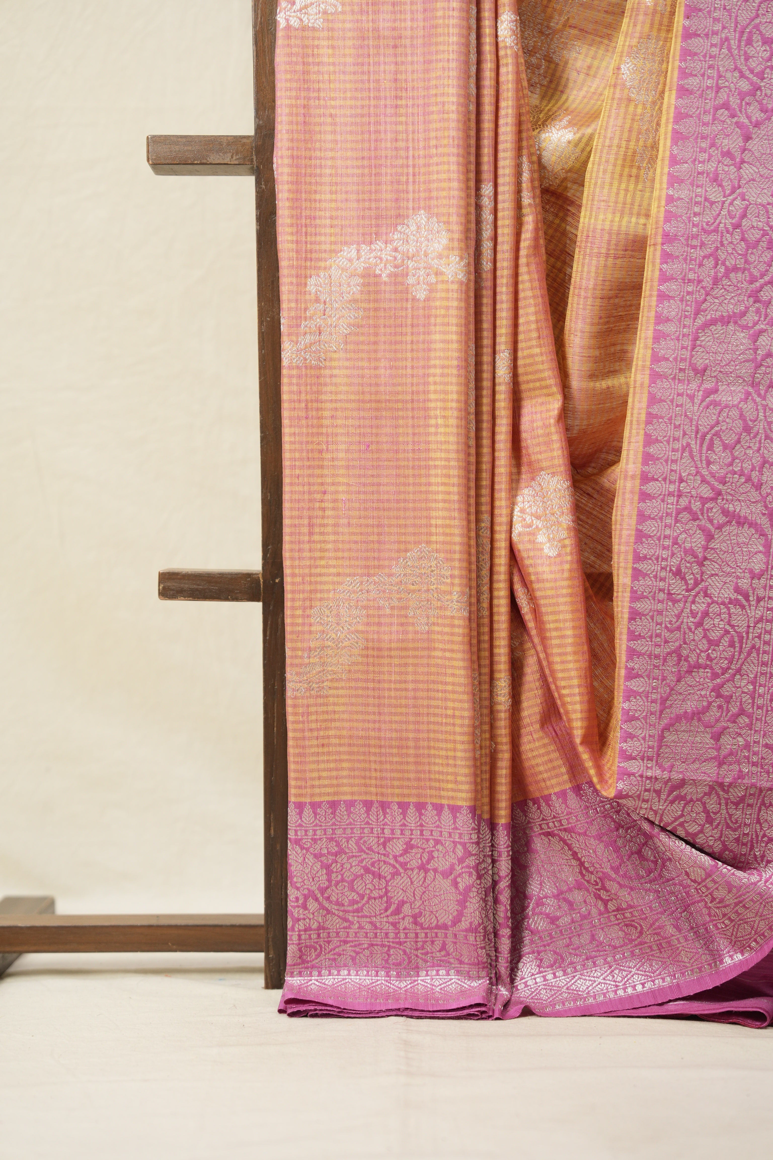 Orange Pink Tussar Banarasi Silk Saree - SROPBSS835