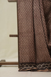 Brown HBP Cotton Silk Saree With Maheshwari Border - SRBCSS1610