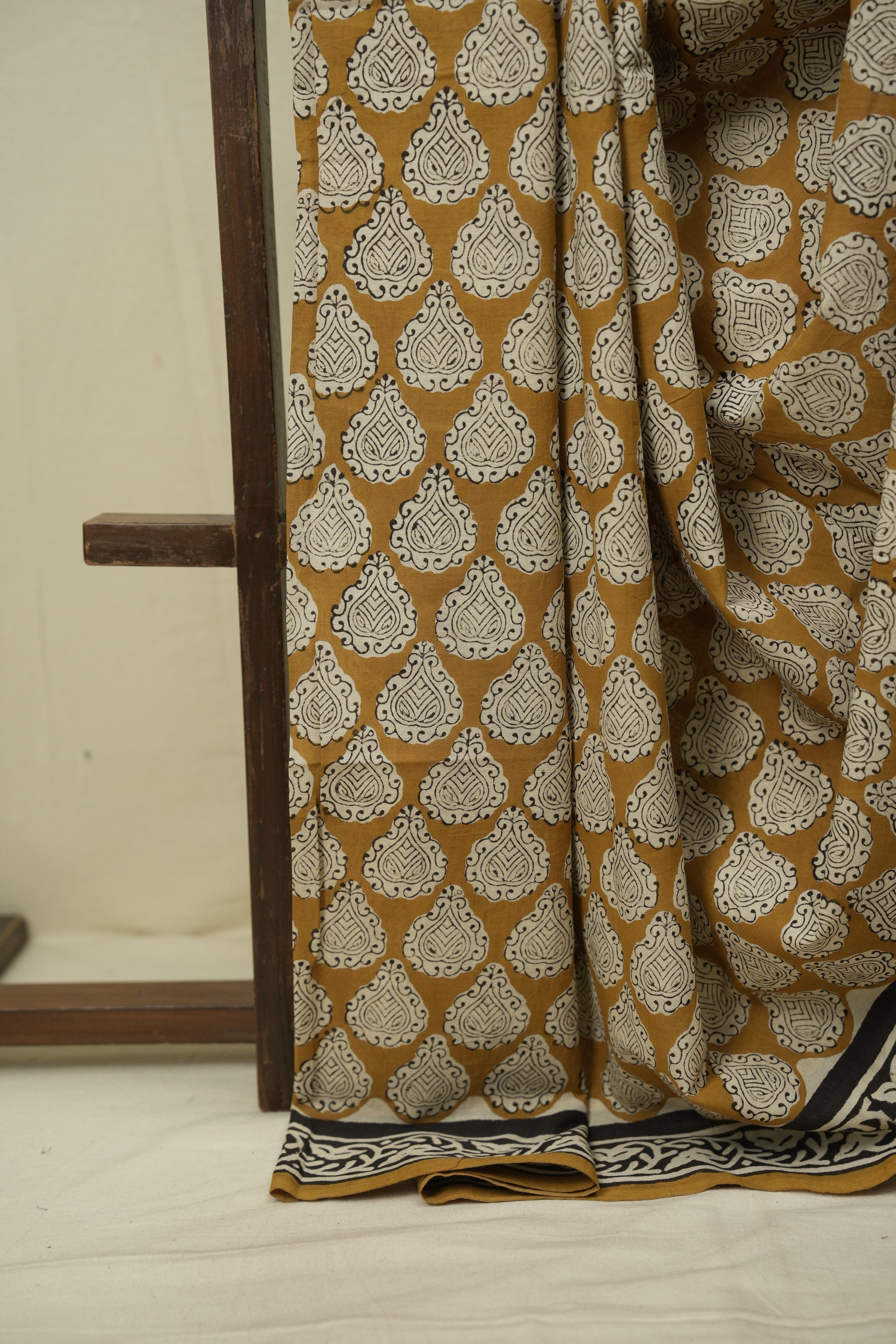 Mustard HBP Cotton Saree - SRMCS3636