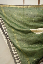 Black White HBP Cotton Silk Saree With Maheshwari Border - SRBWCSS1299