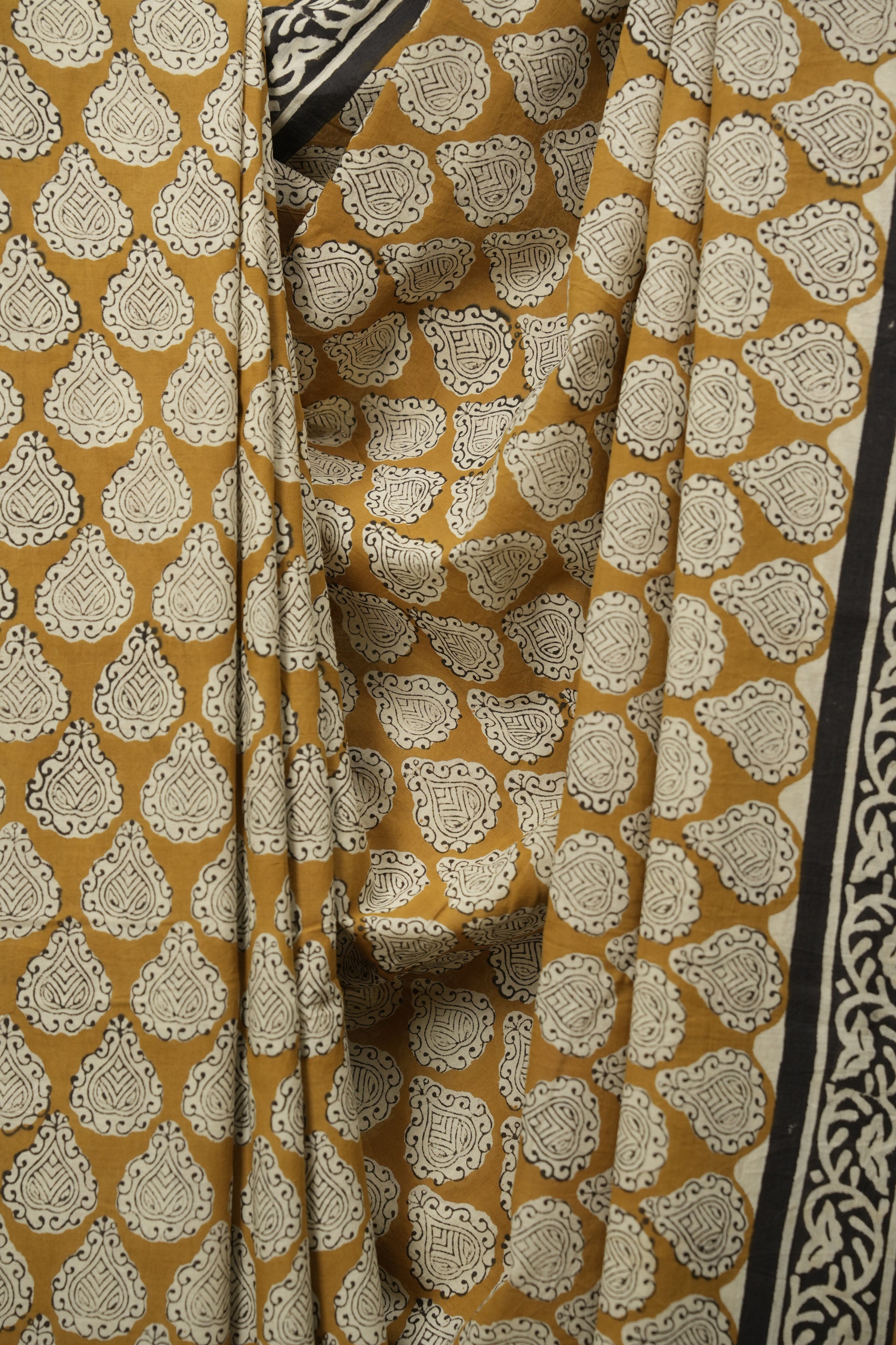 Mustard HBP Cotton Saree - SRMCS3636