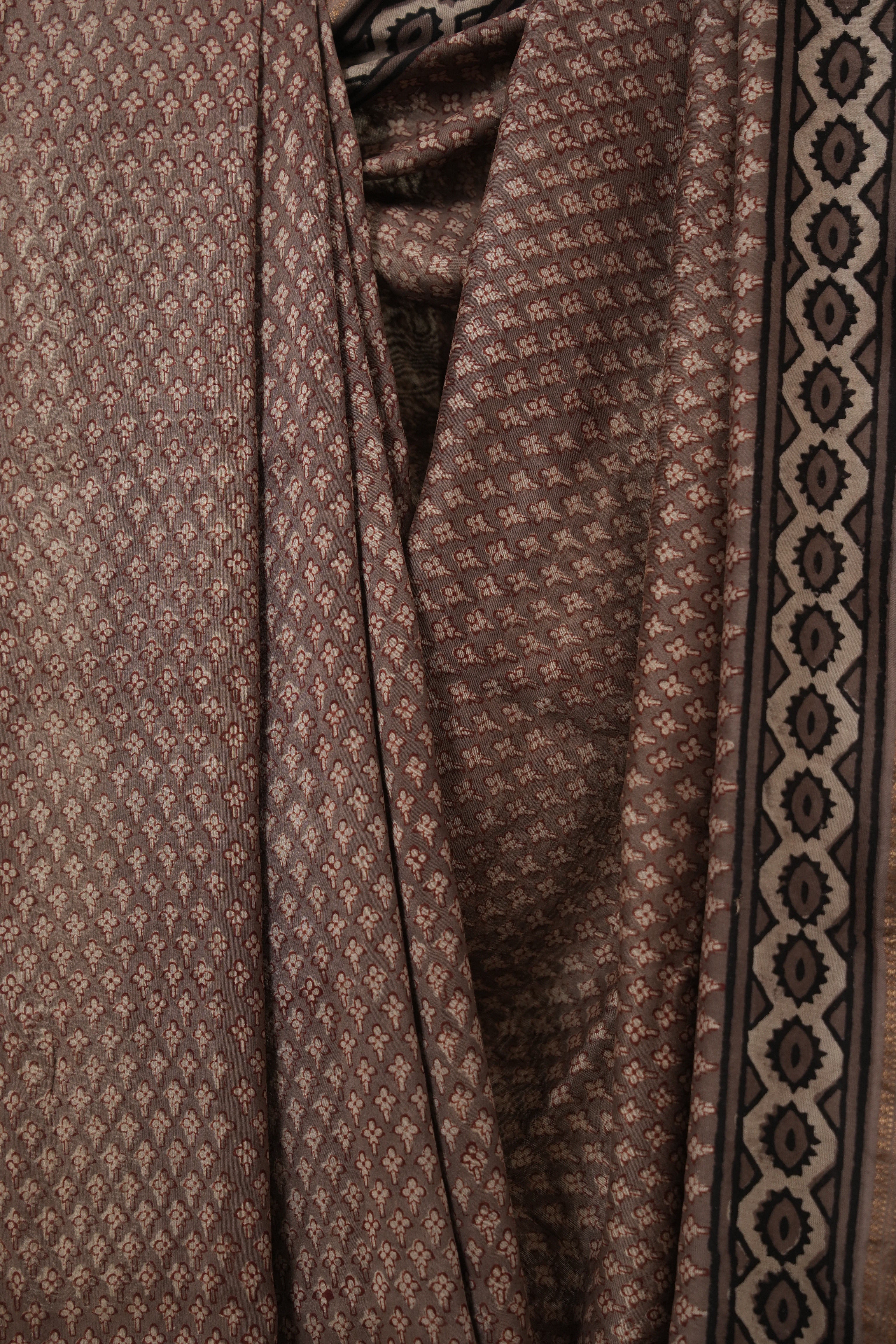 Brown HBP Cotton Silk Saree With Maheshwari Border - SRBCSS1610