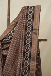 Brown HBP Cotton Silk Saree With Maheshwari Border - SRBCSS1610