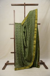 Green HBP Cotton Silk Saree With Maheshwari Border - SRGCSS1300