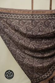 Brown HBP Cotton Silk Saree With Maheshwari Border - SRBCSS1610