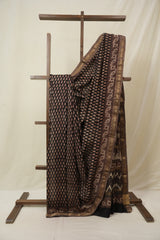 Black HBP Cotton Silk Saree With Maheshwari Border - SRBCSS1611