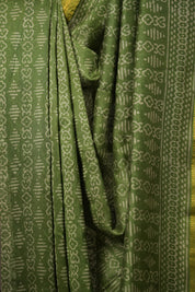 Green HBP Cotton Silk Saree With Maheshwari Border - SRGCSS1300