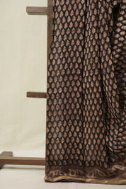 Black HBP Cotton Silk Saree With Maheshwari Border - SRBCSS1611