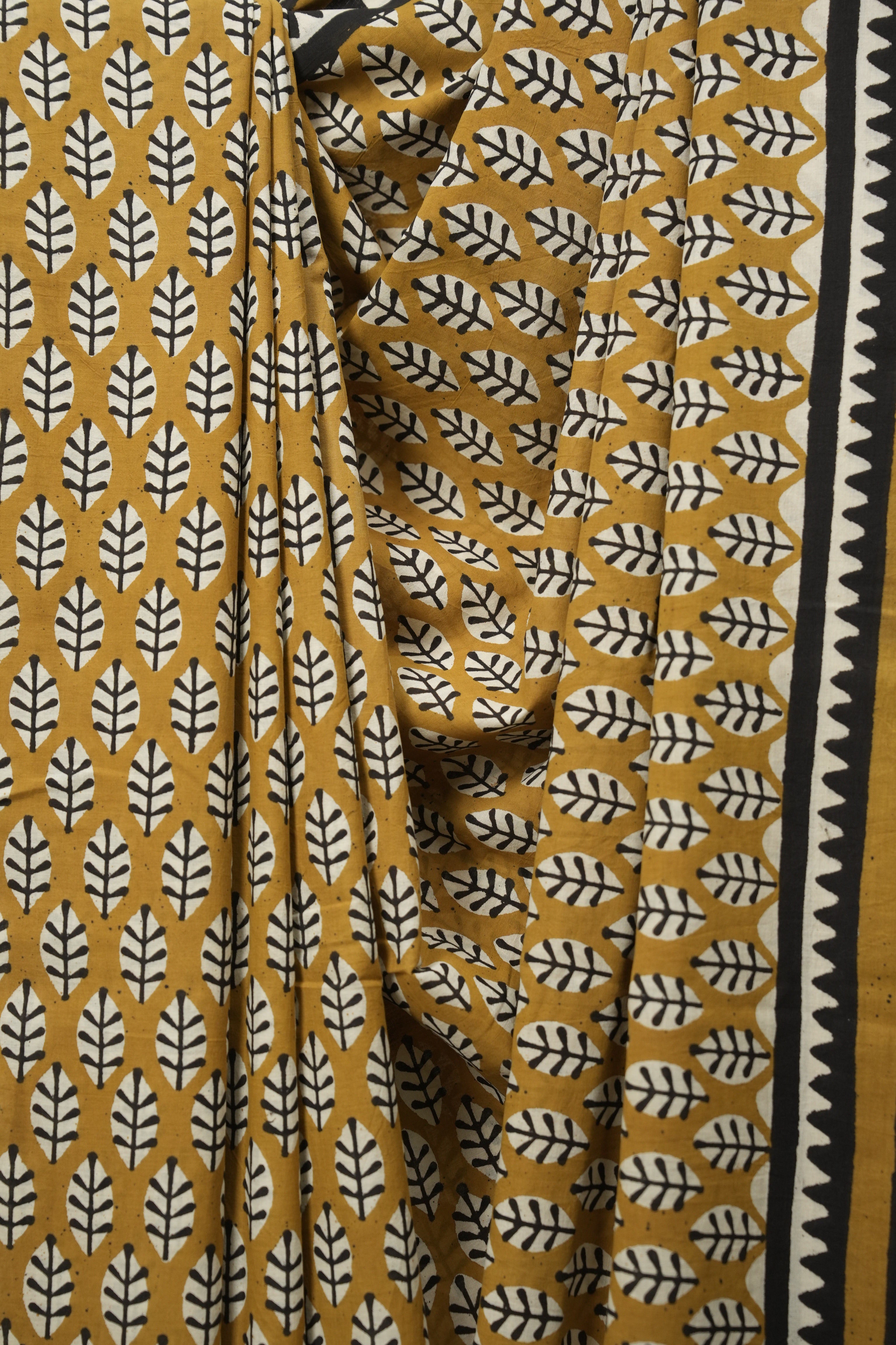 Mustard HBP Cotton Saree - SRMCS3638