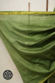 Green HBP Cotton Silk Saree With Maheshwari Border - SRGCSS1300