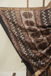 Black HBP Cotton Silk Saree With Maheshwari Border - SRBCSS1611