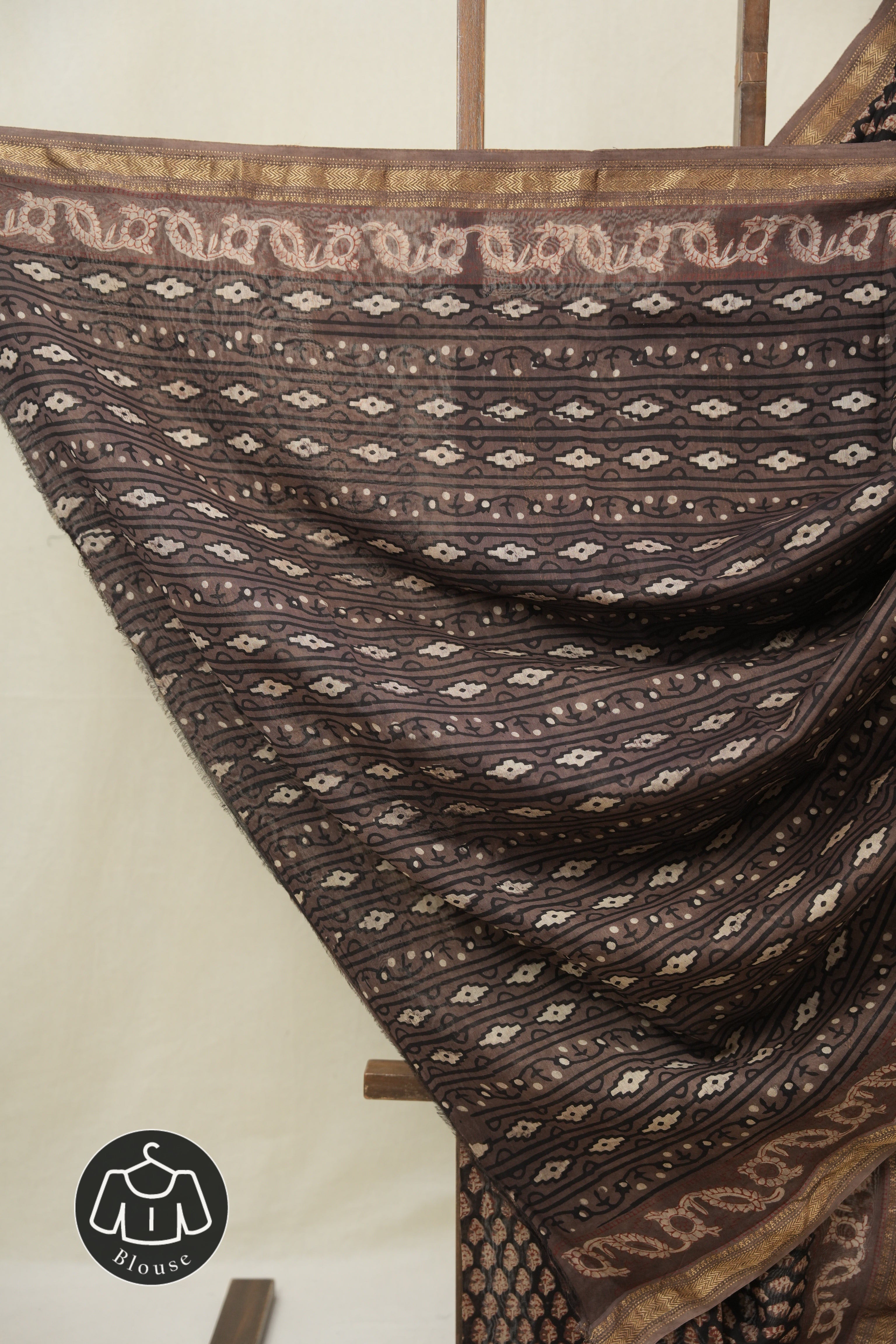 Black HBP Cotton Silk Saree With Maheshwari Border - SRBCSS1611