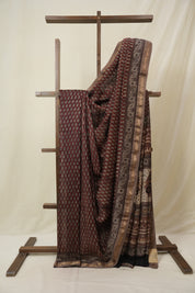 Light Brown HBP Cotton Silk Saree With Maheshwari Border - SRLBCSS1612