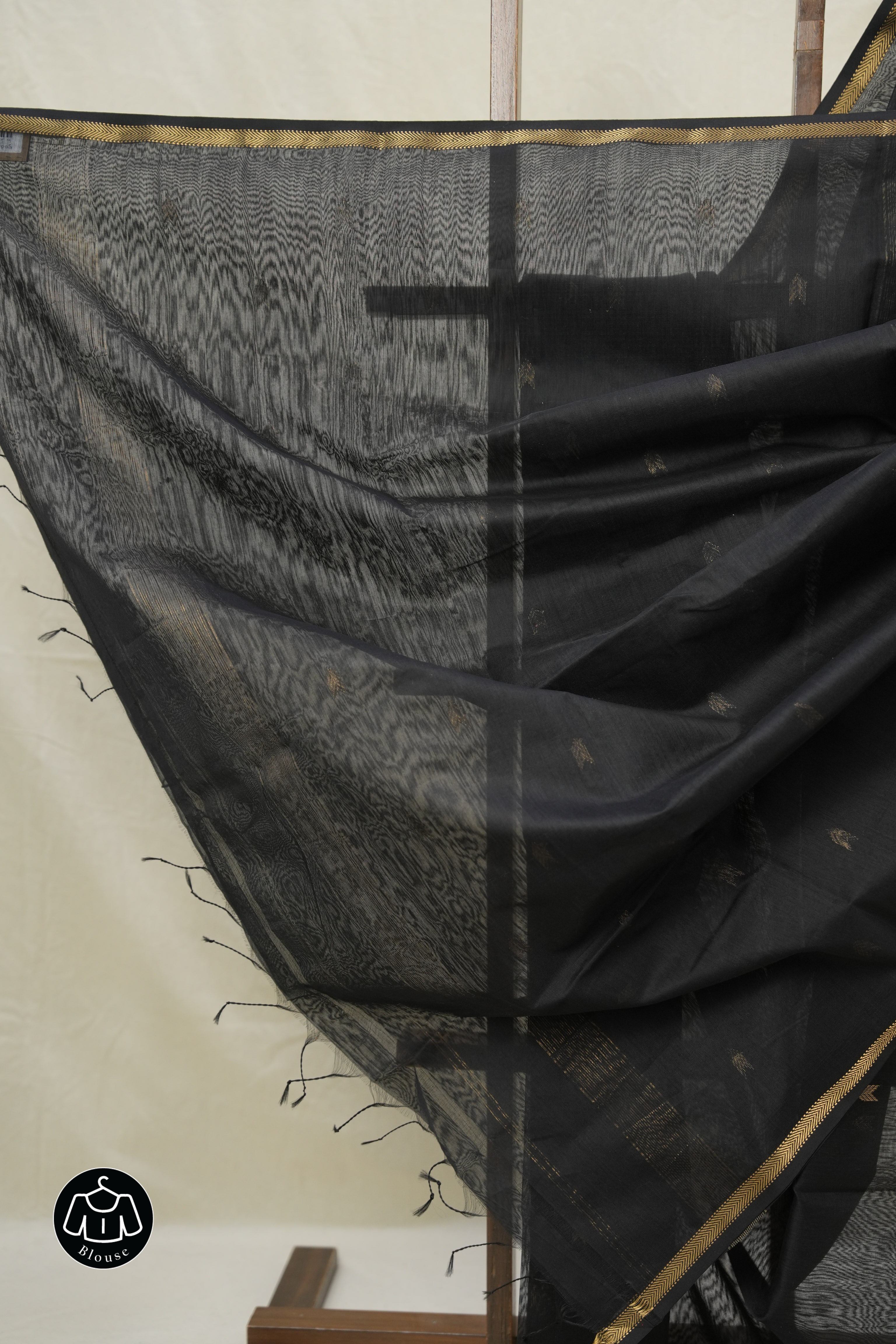 Black Maheshwari Saree - SRBMS989